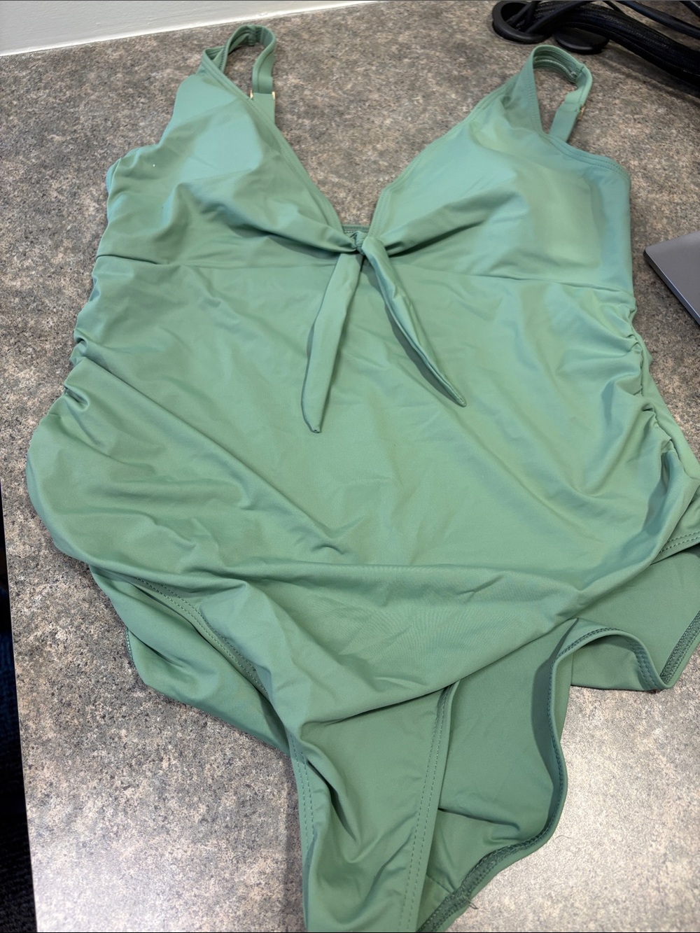 Nicole Miller Sage Green One-Piece Swimsuit with Front Tie